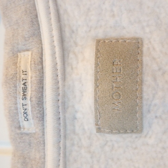 MOTHER Don't Sweat It- TheTie Up Easy Crop Lace Up Sweatshirt-Biege - Picture 5 of 10